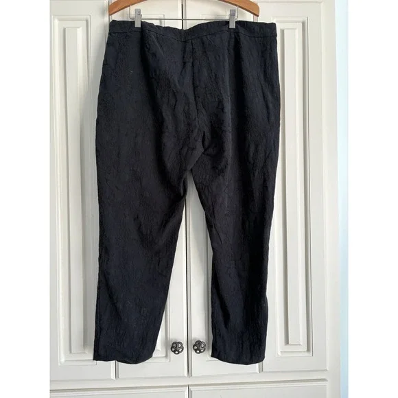 Eileen Fisher Black Printed High Waisted Cropped Cotton Pants Size XL - Picture 6 of 9